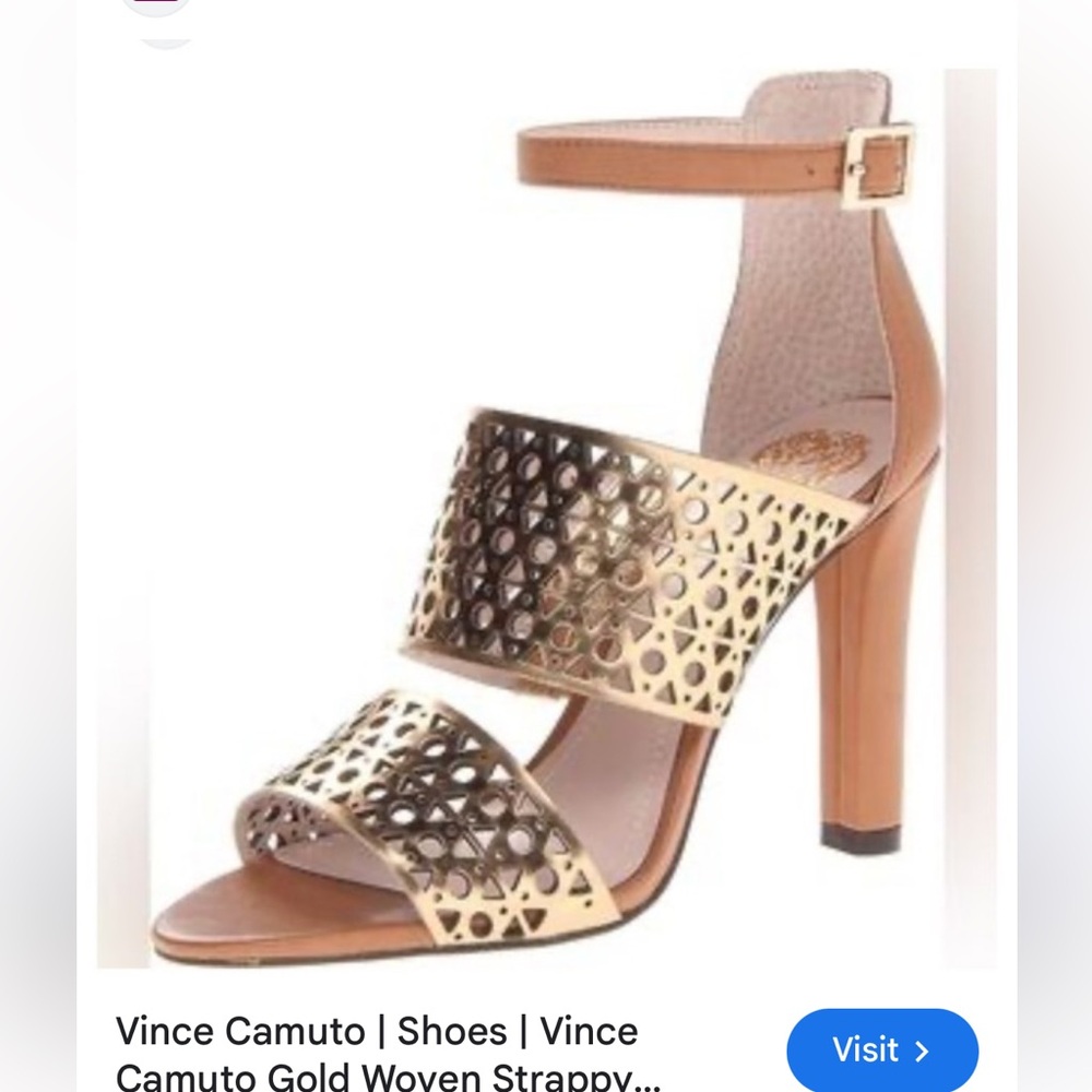 Vince camuto Vince Camuto Okeli gold leather heels 8 excellent condition